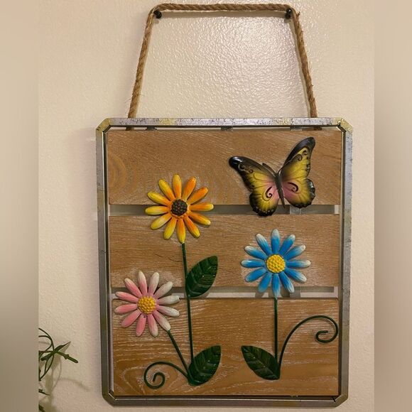 Colorful Floral and Butterfly Wall Decor - Picture 1 of 4